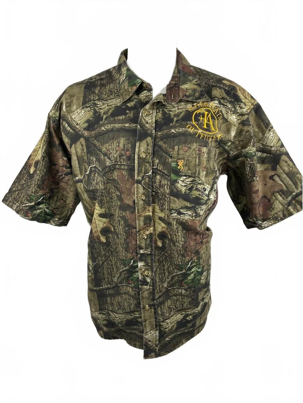 Browning Men 2XL Camo Button Front Shirt Mossy Oak Breakup Alger Flats Outfitter